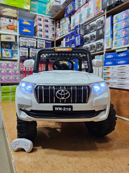 White Electric Explorer Jeep