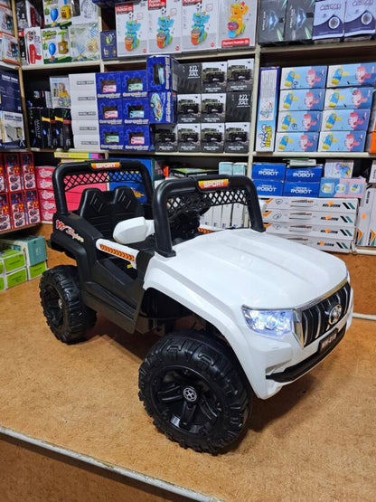 White Electric Explorer Jeep