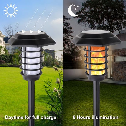 2 In 1 Solar Flame Lamp | Outdoor Led Waterproof Decoration Garden Lawn Light