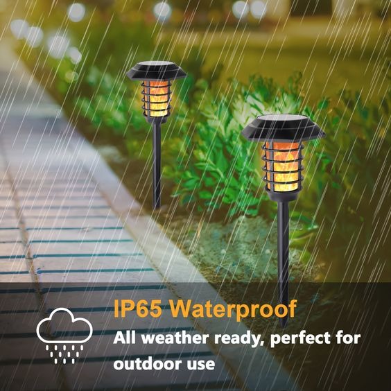 2 In 1 Solar Flame Lamp | Outdoor Led Waterproof Decoration Garden Lawn Light