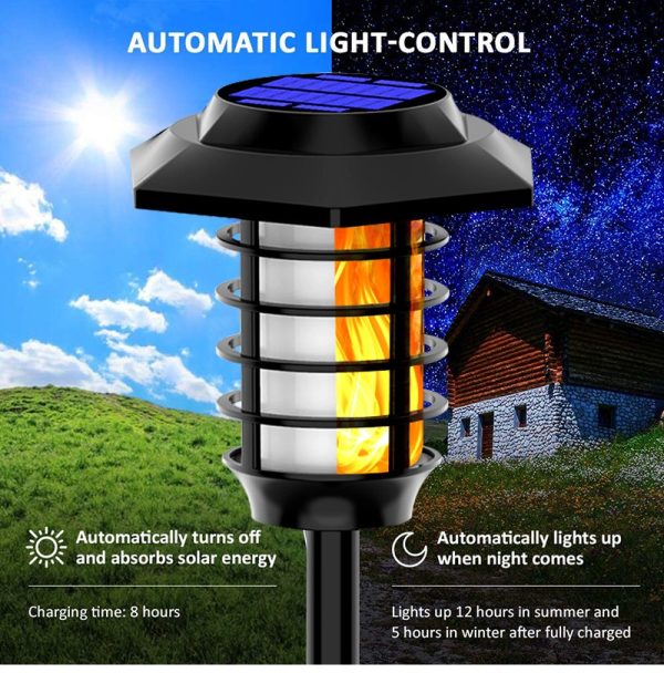 2 In 1 Solar Flame Lamp | Outdoor Led Waterproof Decoration Garden Lawn Light