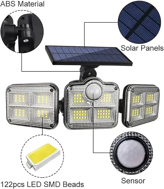 3 Head Motion Sensor 270 Wide Angle Illumination Waterproof Solar Light Maaz Solar