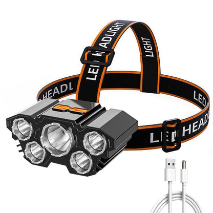 5 Led Headlamp Rechargeable Light