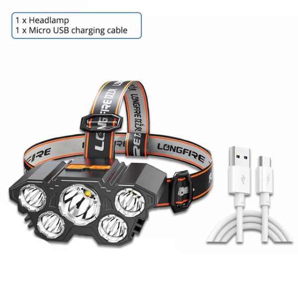 5 Led Headlamp Rechargeable Light