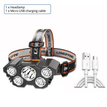 5 Led Headlamp Rechargeable Light