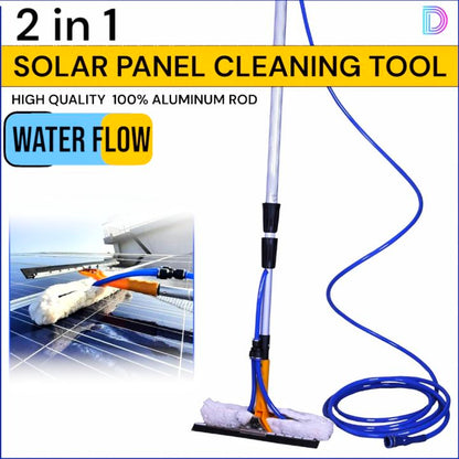 Solar Cleaning Brush - 7ft to 20ft Long Aluminum Extendable Rod with Wiper & Cleaning Duster