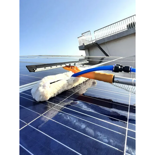 Solar Cleaning Brush - 7ft to 20ft Long Aluminum Extendable Rod with Wiper & Cleaning Duster