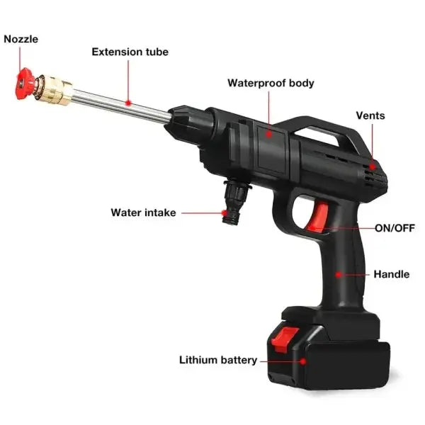 Pure Copper Wireless Car Washer Gun (Single / Double Battery) - Imported Quality Maaz Solar