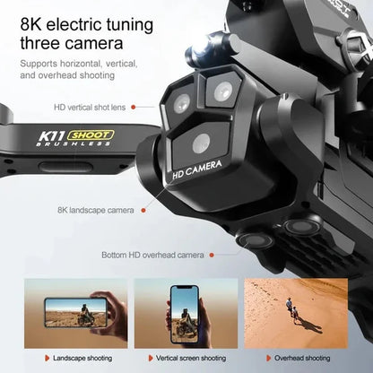 🚀 K11MAX Triple Camera Foldable Drone: Capture, Shoot, Soar! 🎥✨