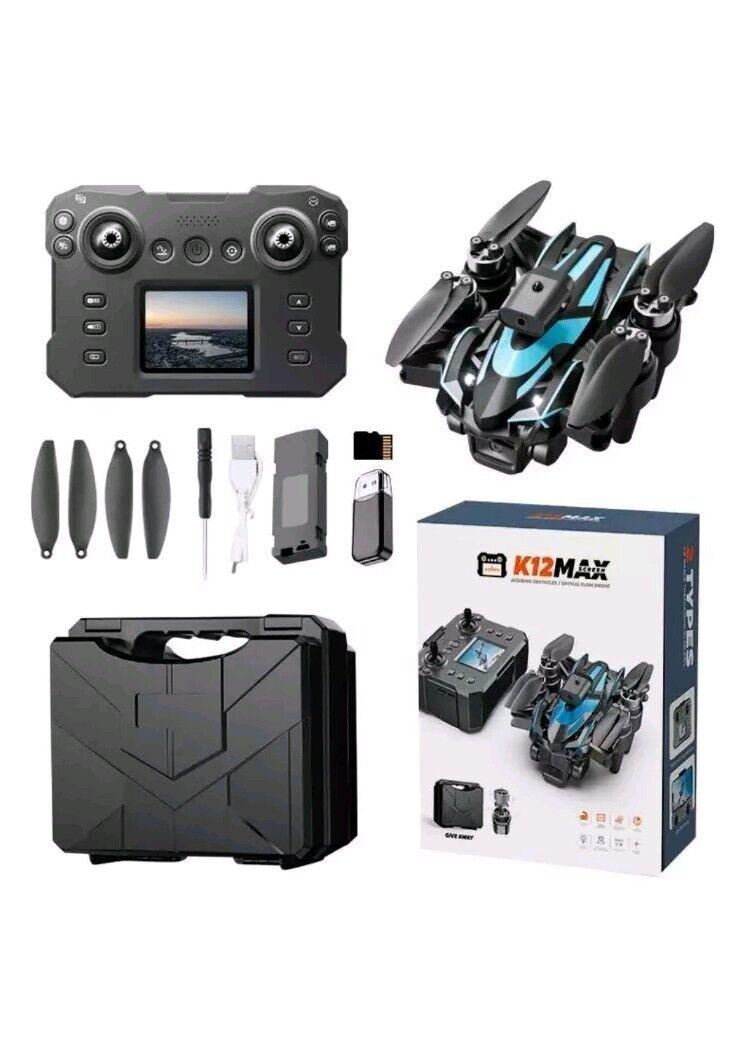 K12MAX SCREEN LCD DISPLAY GPS BRUSHLESS MOTORS AVOIDANCE OBSTACLE OPTICAL FLOW DRONE WITH TRIPLE CAMERA AND CARRYING BAG