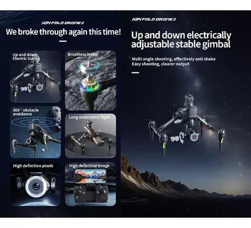 New H34 Drone 4K Professional HD Dual Camera 360° Obstacle Avoidance Brushless Foldable Quadcopter RC Professional Drone